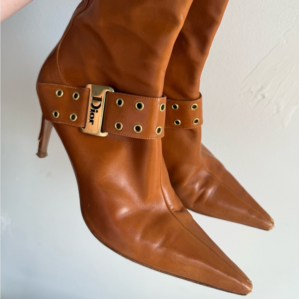 Dior Women's Tan Leather Heeled Boots